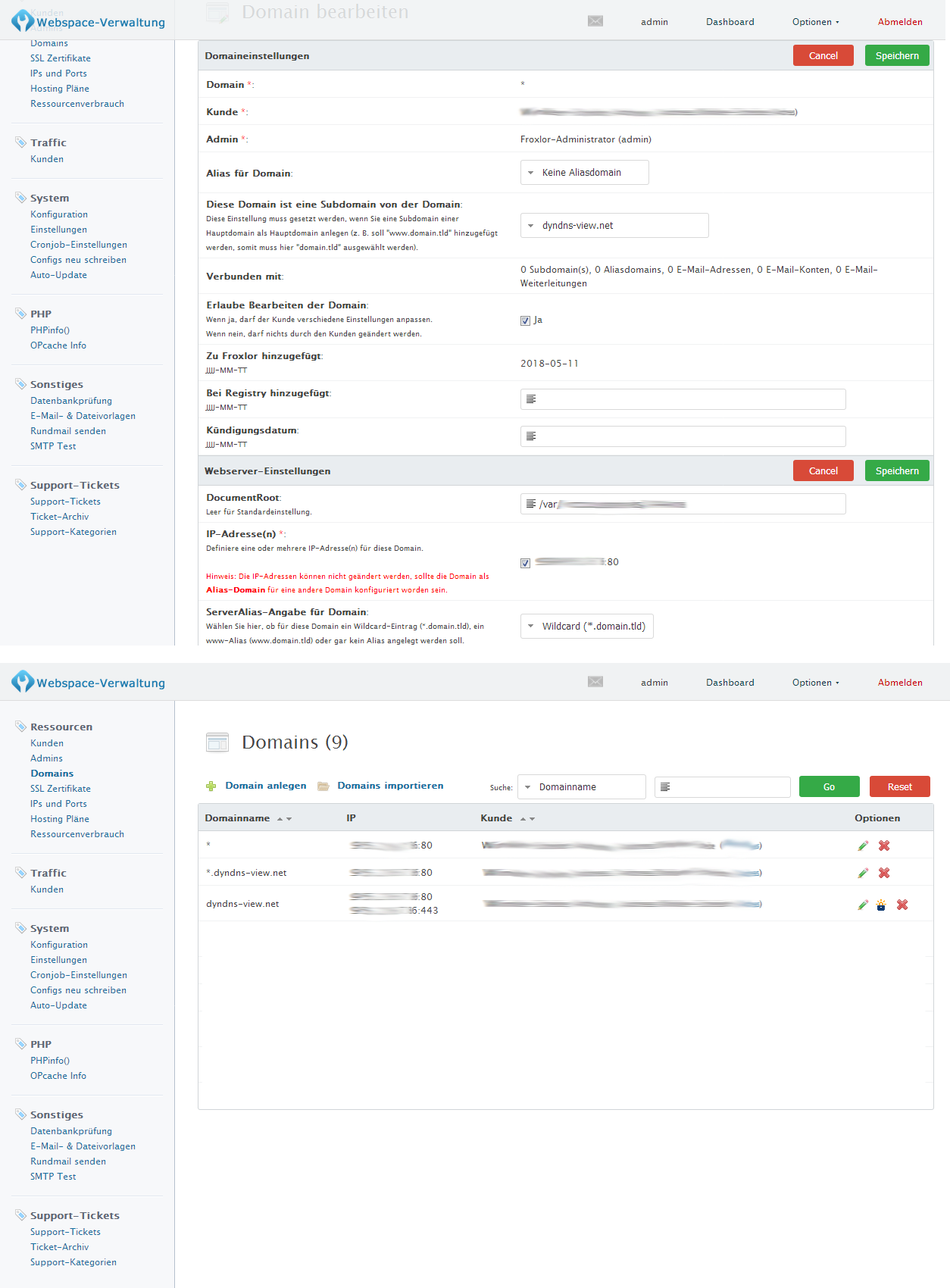 Wie legt man eine SSL Domain an,  aber die Subdomains als Wildcard ohne SSL?