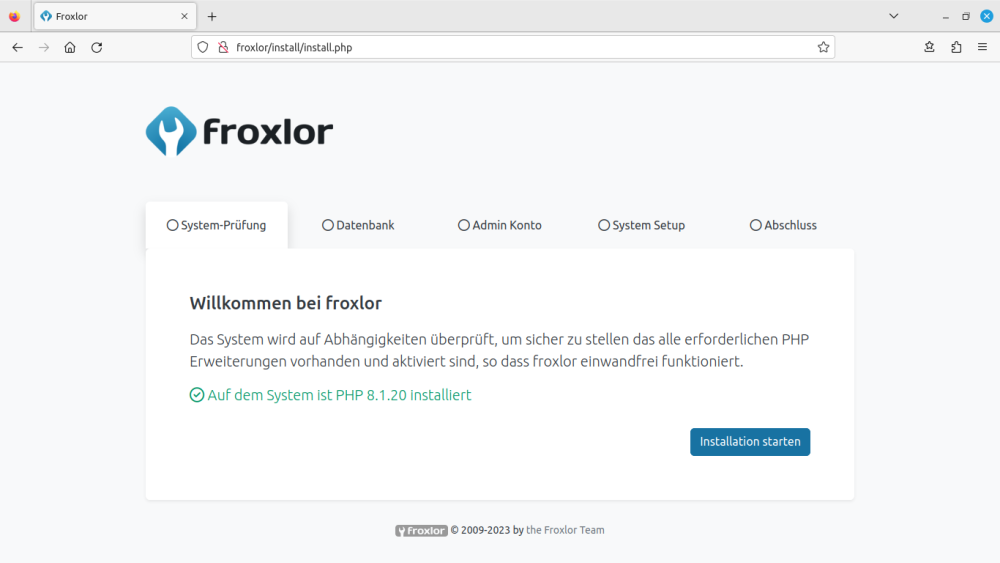 froxlor install start.png